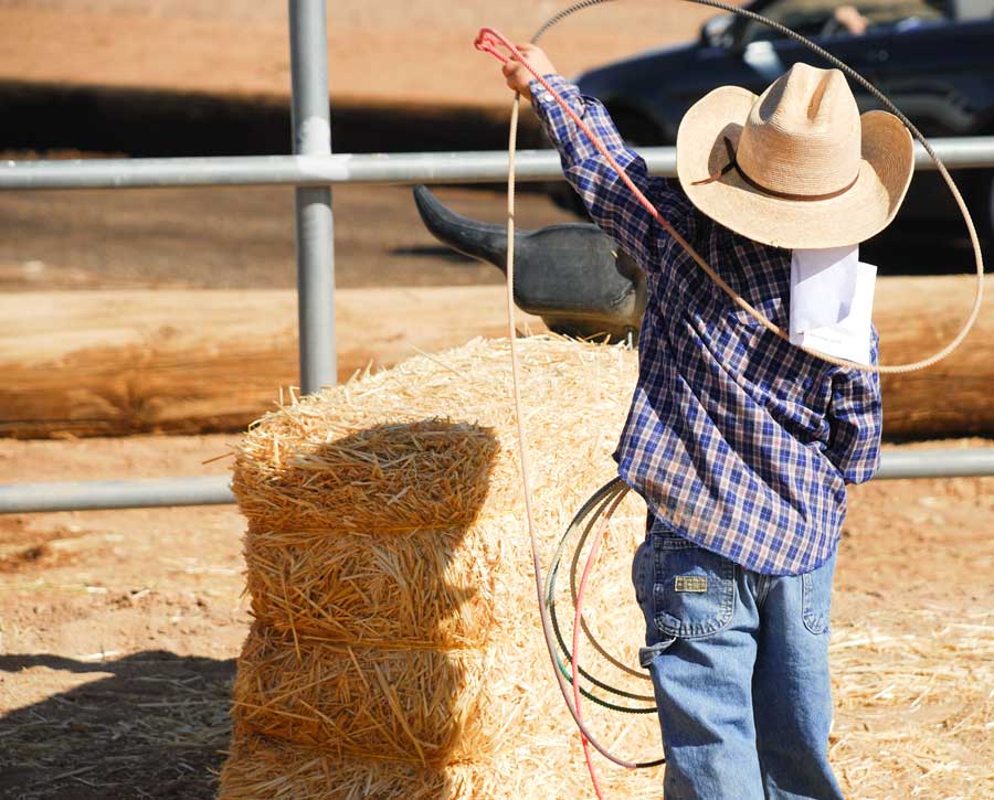 young girl with a lasso at the national finals rodeo