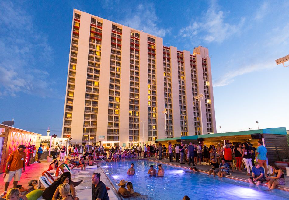 night swim at the pool at the plaza